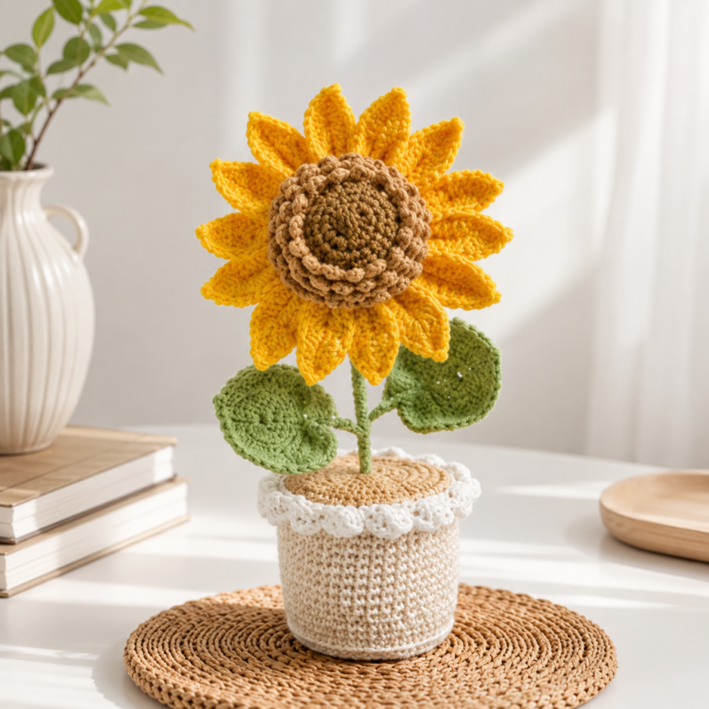 Sija - Crochet Sunflower pot