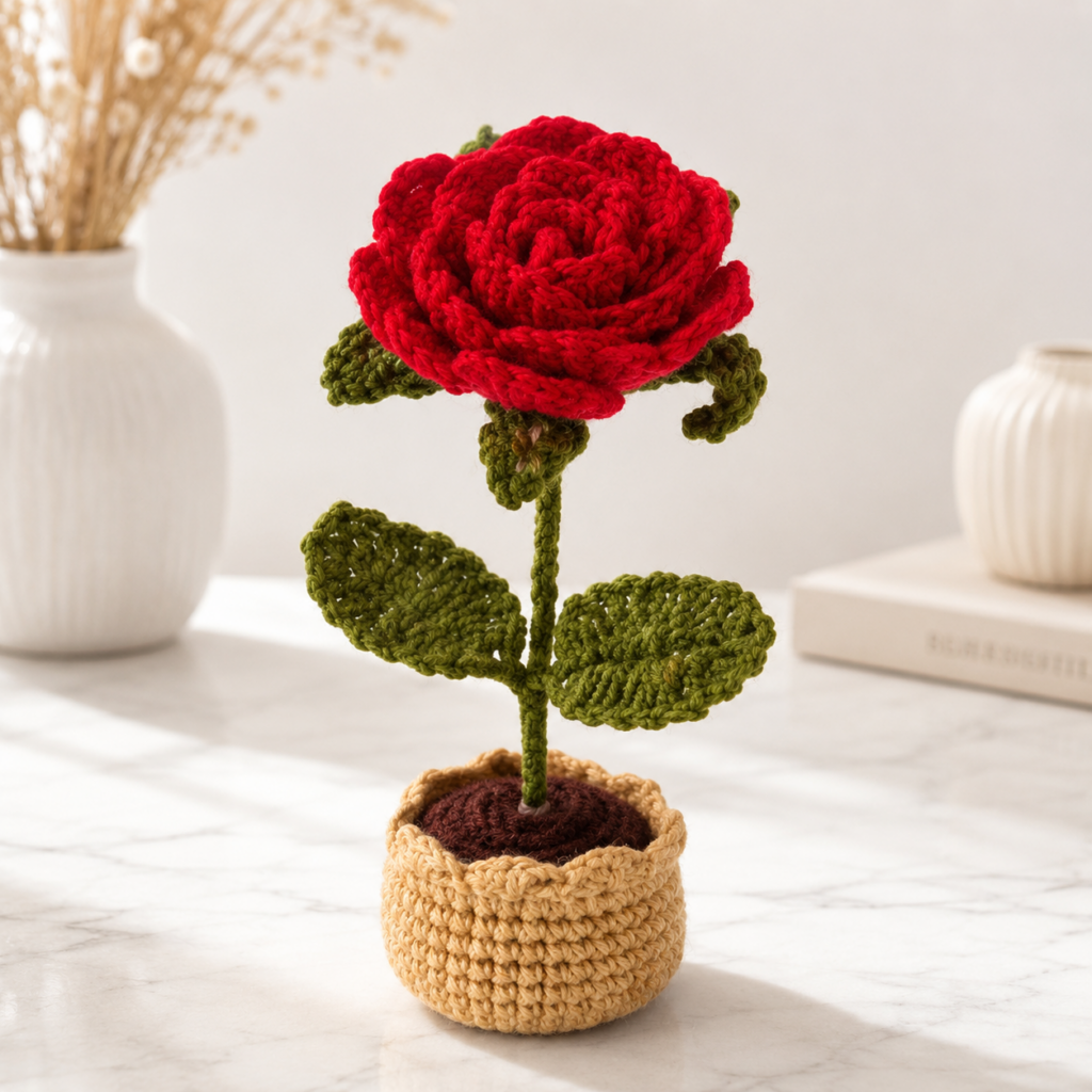 Sija Crochet Rose pot